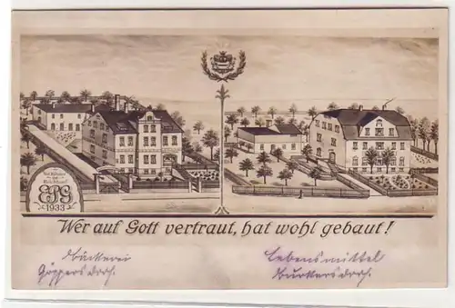 58682 Ak Göppersdorf "Wer auf Gott vertraut, hat wohl gebaut!" um 1920