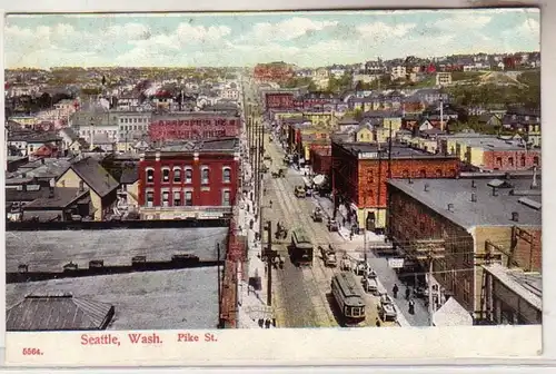 58678 Ak Seattle Washington Pike street with Tram vers 1910