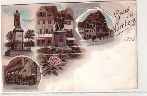58658 Ak Lithographie Gruss aus Nürnberg um 1900