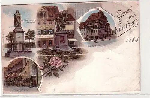 58658 Ak Lithographie Gruss de Nuremberg vers 1900