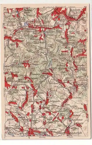 58656 WONA Landkarten Ak Schönlinde Georgenthal Zwickau Haida usw. um 1930
