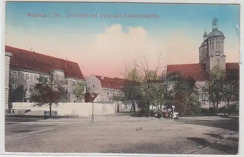 58641 Feldpost Ak Wurzen Domplatz mit Dom und Kommandantur 1915