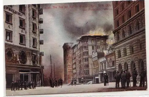 58636 Ak San Francisco California USA the Fire on 3rd St. 9 a.m. 18 avril 1906