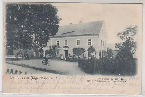 58630 Ak Gruß vom Jägerwäldchen! Ort Schwarzpfütz Nordböhmen 1902