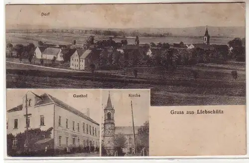 58587 Mehrbild Ak Gruß aus Liebschütz Gasthof, Schloß, Dorf 1924