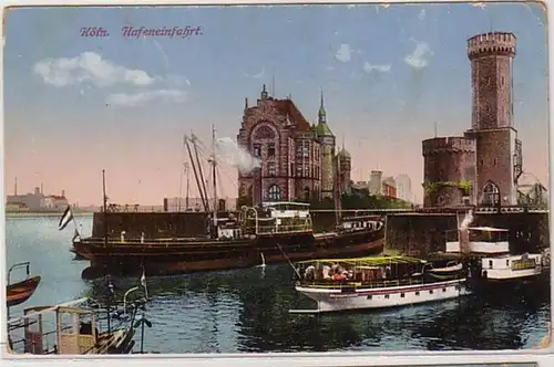 58581 Feldpost Ak Cologne Entrée dans le port par navires 1915