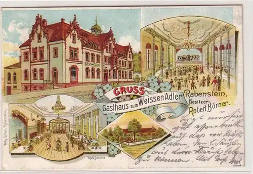 58547 Ak Lithographie Gruß aus Gasthaus zum weissen Adler Rabenstein 1907
