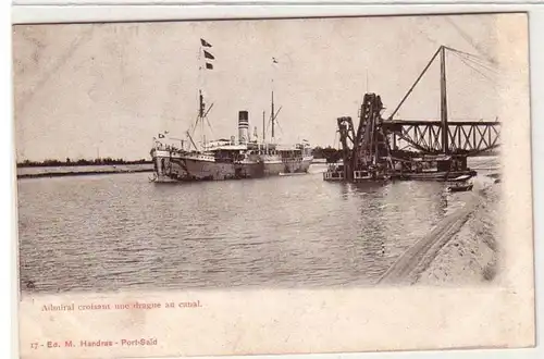 58528 Ak Port Said Ägypten Admiral Croissant une drague au Canal um 1910