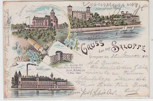 58508 Ak Lithographie Gruß aus Saloppe Dresden 1901