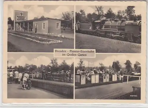 58455 Mehrbild Ak Dresden Pionier Eisenbahn im Großen Garten 1960