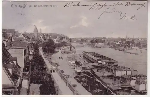 58438 Ak Ulm an der Donau von der Wilhelmshöhe aus 1907