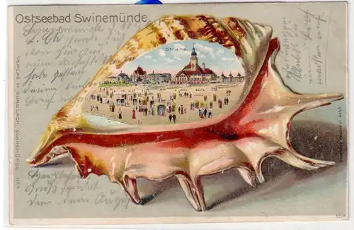 58399 Mouschel Ak Lithographie Balade baltique Swinemünde Plage 1904