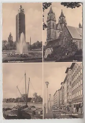 58381 Ak Magdeburg Ausstellungsturm, Dom, Elbpartie, Karl Marx Straße 1961