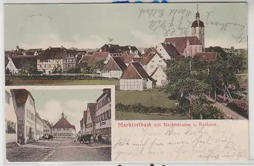 58289 Mehrbild Ak Markterlbach mit Marktstraße und Rathaus 1905