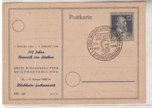 58262 Ganzsachen Karte Niedersedlitz 1. Briefmarkenschau 1948