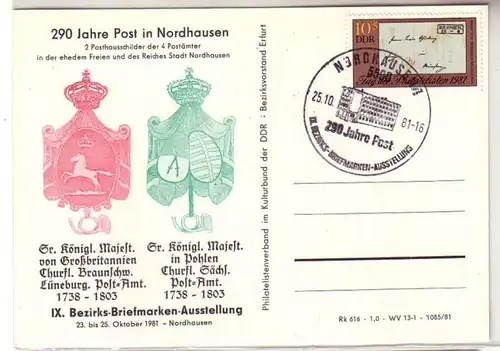 58250 Anlaß Ak 290 Jahre Post in Nordhausen 1981
