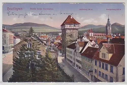 58219 Ak Reutlingen Partie à la porte du jardin 1926