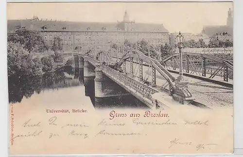 58200 Ak Gruß aus Breslau in Schlesien Universität und Brücke 1898