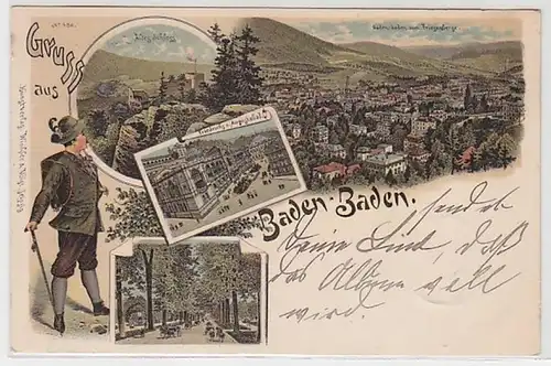 58193 Ak Lithographie Gruss aus Baden-Baden 1898