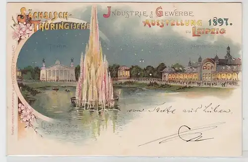 58190 Ak Lithografie Sächs. Thür. Industrie & Gewerbe-Ausstellung Leipzig 1897