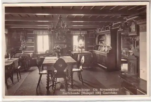 58156 Ak Ob. Krummhübel im Riesengebirge Kaffeebaude Gaststube um 1940