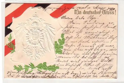 58086 Patriotika Präge Ak "Ein deutscher Gruss!" 1899