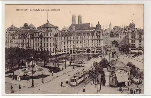 58036 Feldpost Ak München Karlsplatz mit Nornenbrunnen 1916