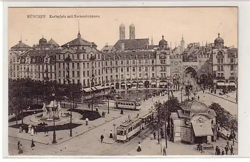 58036 Feldpost Ak Munich Karlsplatz avec fontaine de Nornes 1916