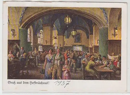 57976 Ak Salutation du Hofbräushaus Munich! 1937