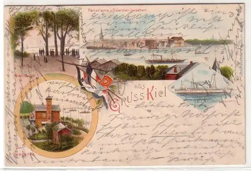 57959 Ak Lithographie Gruß aus Kiel 1901