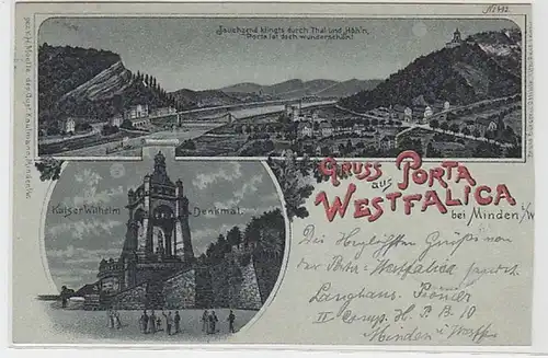 57901 Ak Gruss de Porta Westtalica bei Minden i.W. 1898