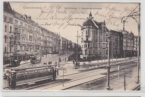 57873 Ak Charlottenburg Kantstrasse - Hardenbergstrasse mit Straßenbahnen 1903