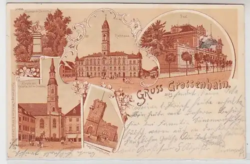 57854 Ak Gruss aus Grossenhain Rathaus, Kupferbergturm u.a. 1899