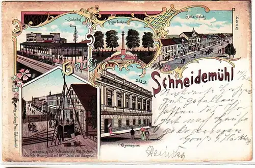 57830 Ak Lithographie Gruss aus Schneidemühl Pila 1901