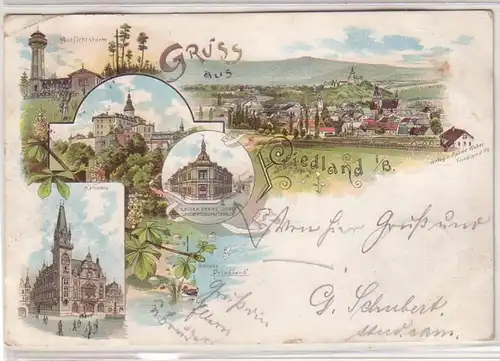 57813 Ak Lithographie Gruss de Friedland en Bohême 1896