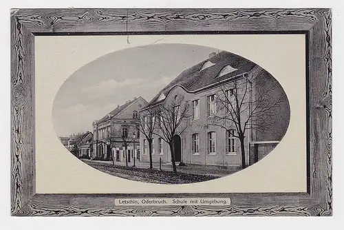57783 Ak Letschin Oderbruch Schule mit Umgebung 1911