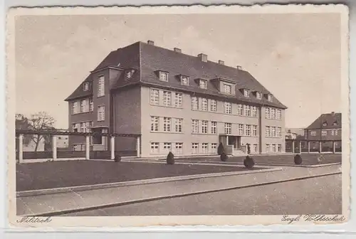 57743 Ak Militsch evangelische Volksschule 1930