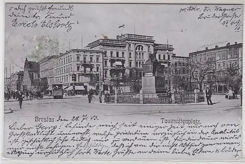 57679 Ak Wroclaw en Silésie Tauentzienplatz avec trafic 1903