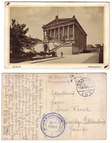 5776 Ak Berlin Galerie nationale avec timbre de poste de champ Minnenfährerpark 1910