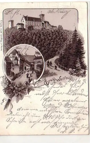 57655 Ak Gruss von der Wartburg 1896