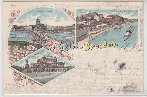 57654 Ak Lithografie Gruss aus Dresden Altstadt, Iltalienisches Dörfchen 1898