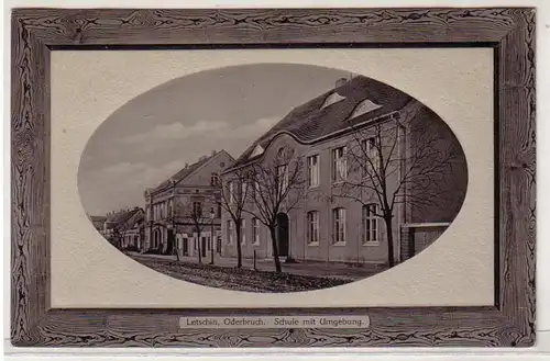 57644 geprägte Ak Letschin Oderbruch Schule mit Umgebung 1912