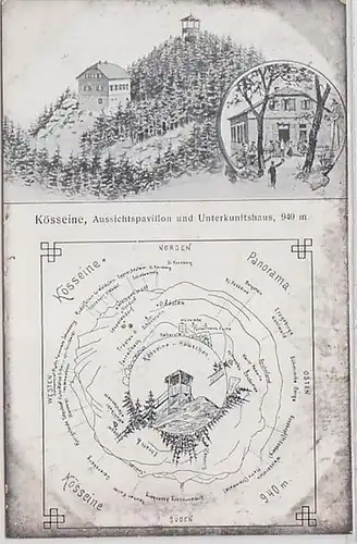 57633 Ak Kösseine Aussichtspavillon und Unterkunftshaus um 1910