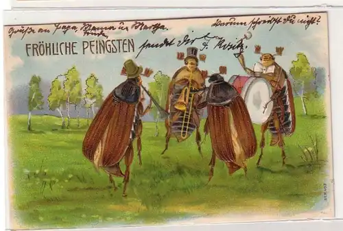 57622 Joyeux Pentecôte Plage Ak Maikcäfer au concert 1906