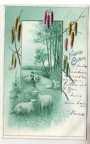 57610 Ak gai Pâques - moutons au pâturage 1905