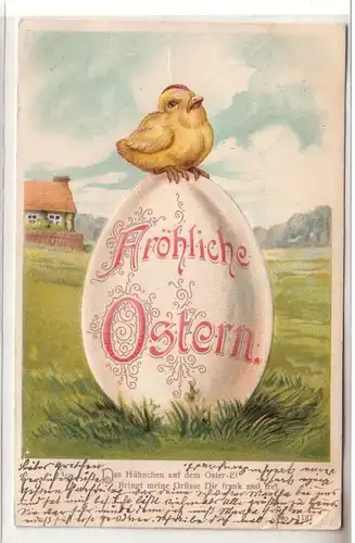 57609 Ak gai Pâques - poussins sur un grand œuf 1903