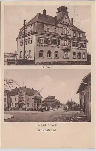 57601 Mehrbild Ak Wüstenbrand Rathaus und Limbacher Straße 1931