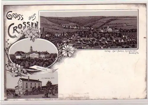 57591 Mehrbild-Ak Gruss aus Crossen Deutsches Haus, Schloss, Totale um 1900