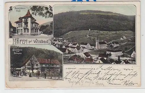 57579 Multi-image Ak Cours à Wildbad auberge pour le bœuf, poste, etc. 1906