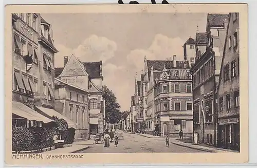 57575 Ak Memmingen Bahnhofstrasse mit Geschäften 1919